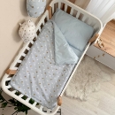 Set lenjerie de schimb pentru patut bebe 3 piese Inimioare albastre (3)